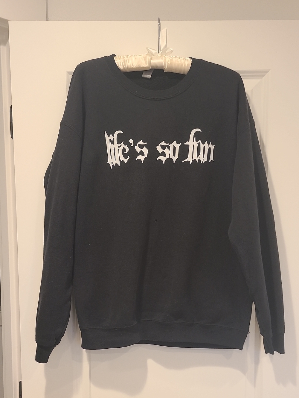 MUNA Black Graphic Crewneck Sweater - 'Life's So Fun'